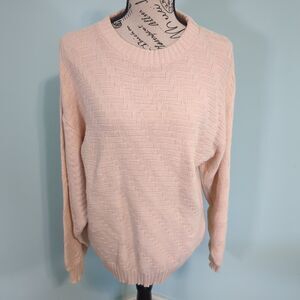 Vintage 90s Peconic Bay Traders Sweater Large Made in USA Beige Cotton fisherman